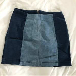 Free People Two-Tone Denim Mini Skirt